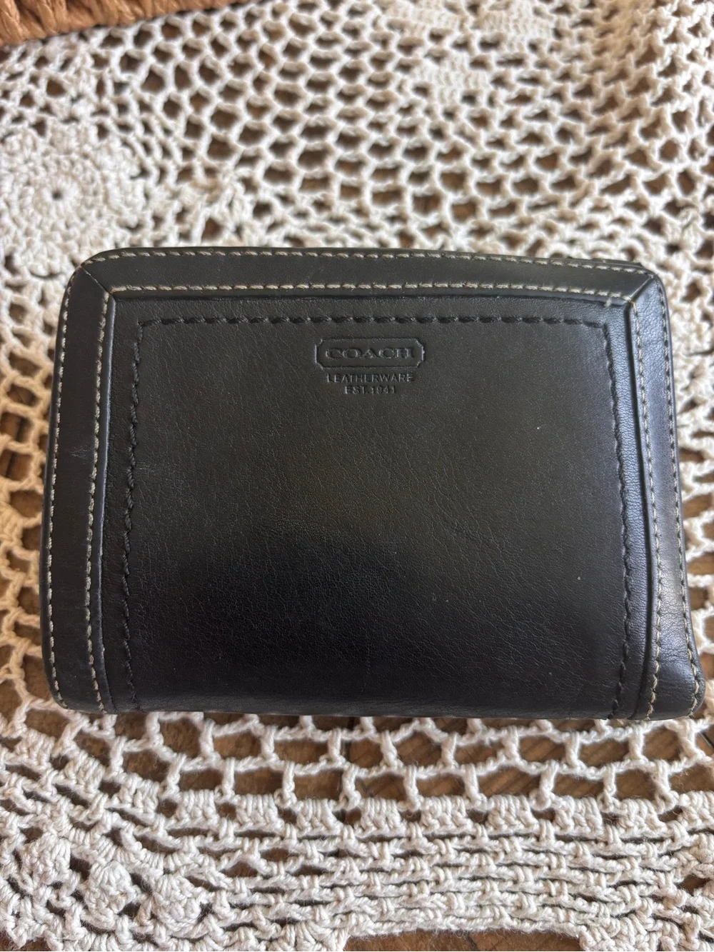COACH VINTAGE Y2K BIFOLD BLACK WALLET CLASSIC STITCH DETAIL